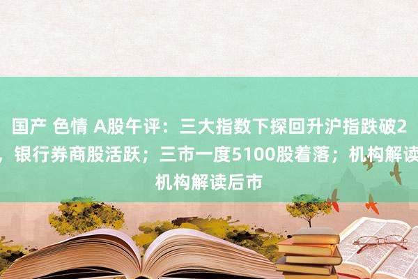 国产 色情 A股午评：三大指数下探回升沪指跌破2700，银行券商股活跃；三市一度5100股着落；机构解读后市