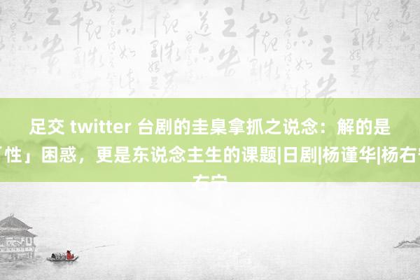 足交 twitter 台剧的圭臬拿抓之说念：解的是「性」困惑，更是东说念主生的课题|日剧|杨谨华|杨右宁